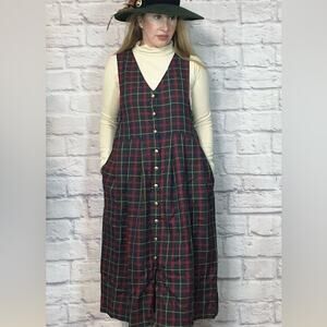 Vintage 90's Deadstock Laura Gayle Petites plaid pinafore dress